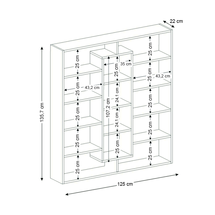 Βιβλιοθήκη Ample χρώμα λευκό 125x22x135,7εκ.