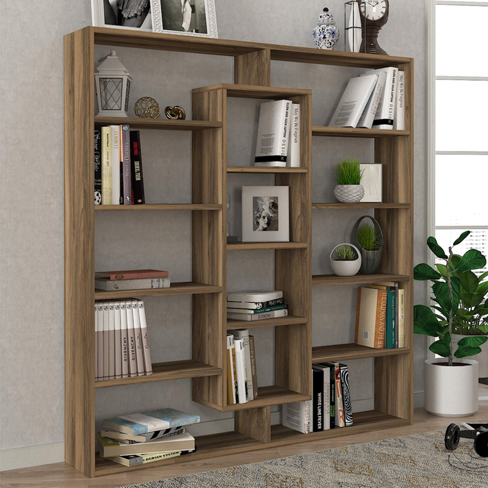 Βιβλιοθήκη Ample χρώμα καρυδί 125x22x135,7εκ.