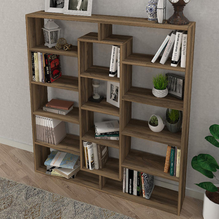 Βιβλιοθήκη Ample χρώμα καρυδί 125x22x135,7εκ.