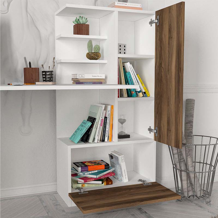 Γραφείο εργασίας Merino χρώμα λευκό - καρυδί 149,5x61,8x120εκ.