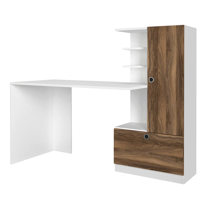 Γραφείο εργασίας Merino χρώμα λευκό - καρυδί 149,5x61,8x120εκ.