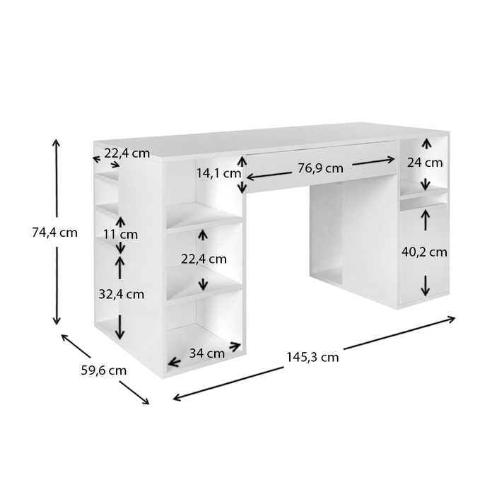 Γραφείο εργασίας Pontus χρώμα λευκό 145x60x74,4εκ.