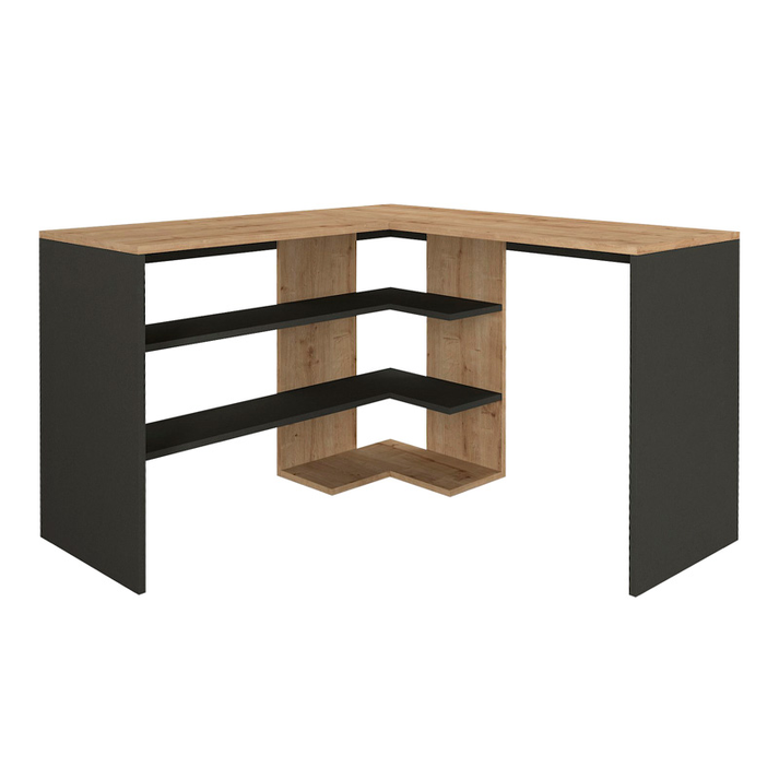 Γραφείο εργασίας Stylo χρώμα sapphire oak -  ανθρακί 120x120x73,8εκ.