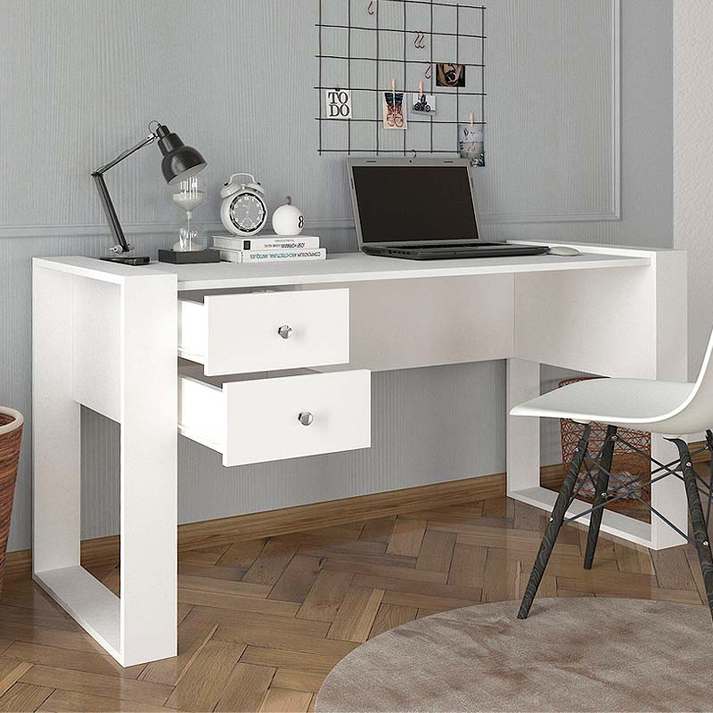 Γραφείο εργασίας Fernando χρώμα λευκό 158,4x60x72,2εκ.