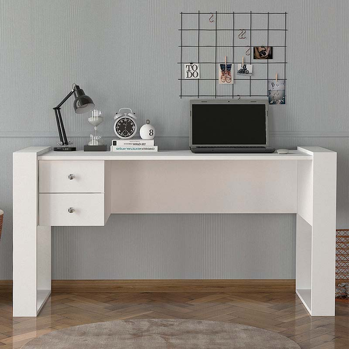 Γραφείο εργασίας Fernando χρώμα λευκό 158,4x60x72,2εκ.