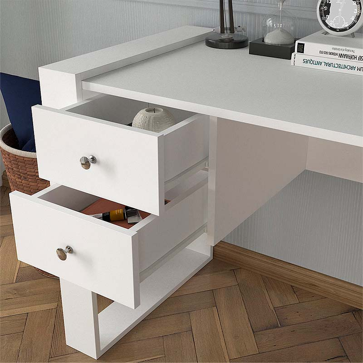 Γραφείο εργασίας Fernando χρώμα λευκό 158,4x60x72,2εκ.