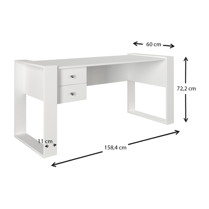 Γραφείο εργασίας Fernando χρώμα λευκό 158,4x60x72,2εκ.