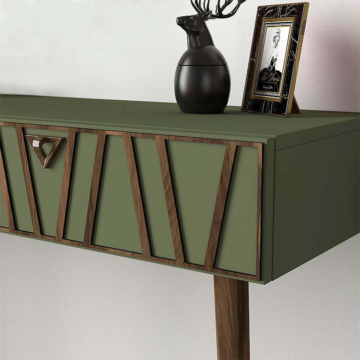 Κονσόλα επιτοίχια Forest χρώμα λαδί - καρυδί 120x35x89,3εκ.