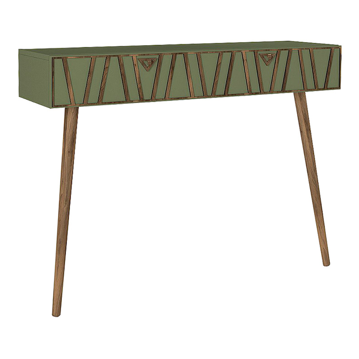 Κονσόλα επιτοίχια Forest χρώμα λαδί - καρυδί 120x35x89,3εκ.
