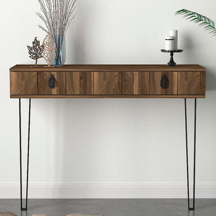 Κονσόλα επιτοίχια Ursula χρώμα καρυδί 120x35,5x90εκ.
