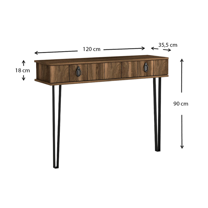 Κονσόλα επιτοίχια Ursula χρώμα καρυδί 120x35,5x90εκ.