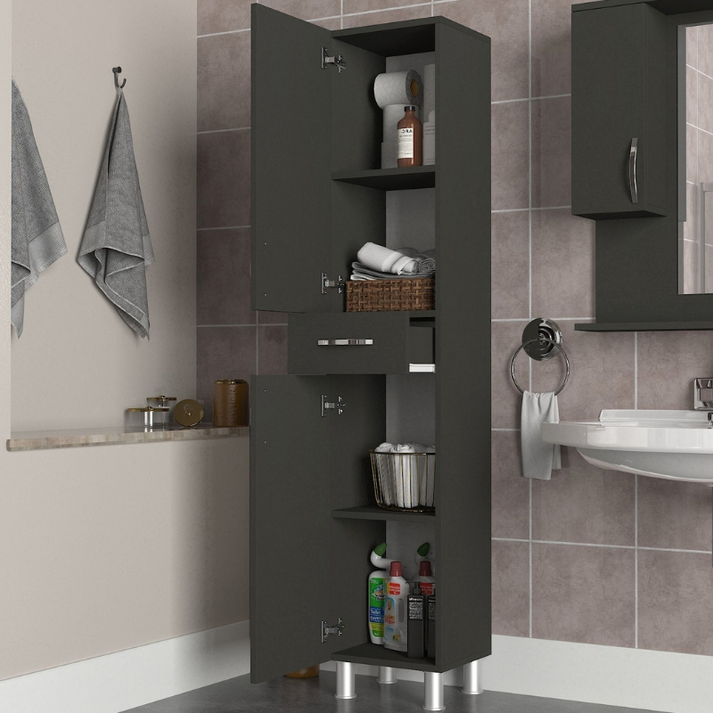 Ντουλάπι κουζίνας - μπάνιου Selina χρώμα ανθρακί 35x31x179εκ.
