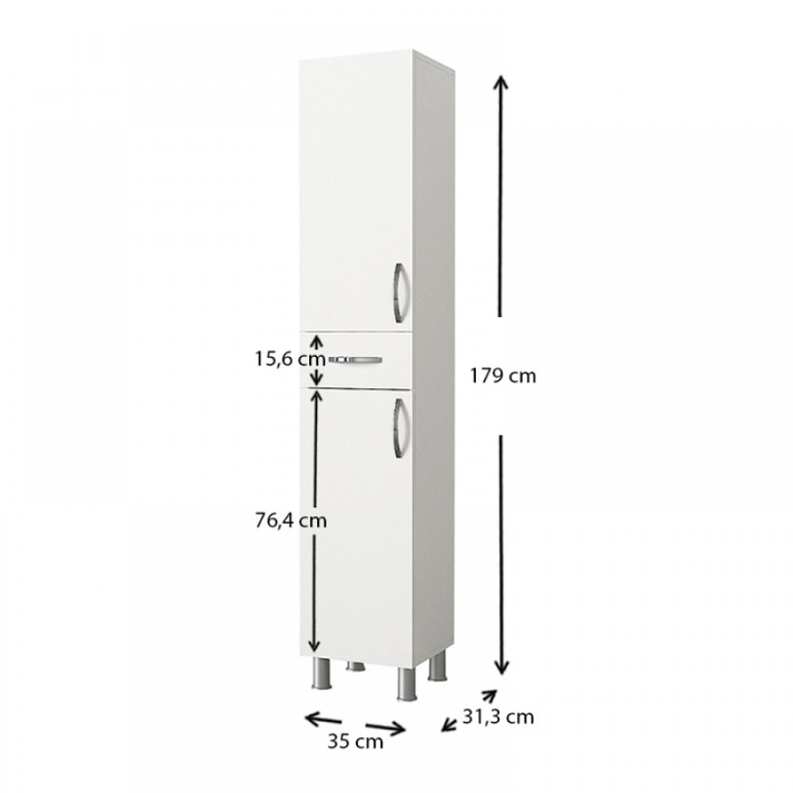Ντουλάπι κουζίνας - μπάνιου Selina χρώμα ανθρακί 35x31x179εκ.