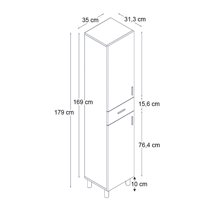 Ντουλάπι κουζίνας - μπάνιου Selina χρώμα sencron black 35x31x179εκ.