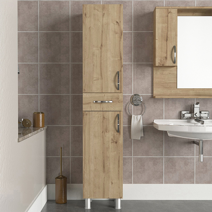 Ντουλάπι κουζίνας - μπάνιου Selina χρώμα sapphire oak 35x31x179εκ.