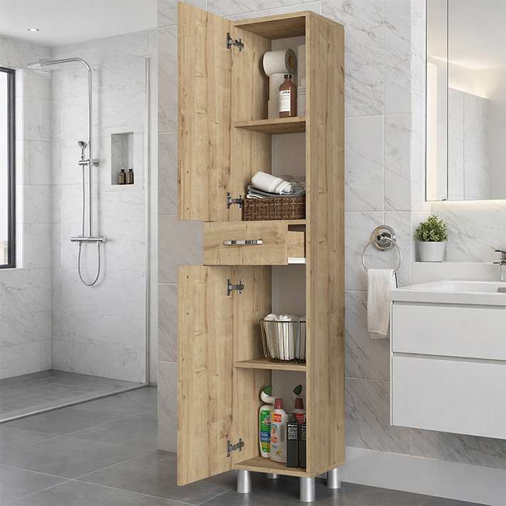 Ντουλάπι κουζίνας - μπάνιου Selina χρώμα sapphire oak 35x31x179εκ.