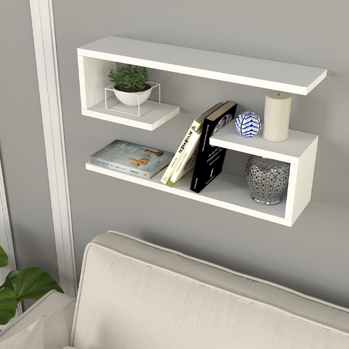 Ραφιέρα τοίχου Jenika 2 τεμαχίων χρώμα λευκό 60x14,5x18εκ.