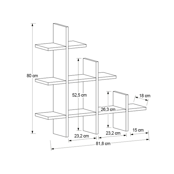 Ραφιέρα τοίχου Juke χρώμα ανθρακί 81,8x18x80εκ.