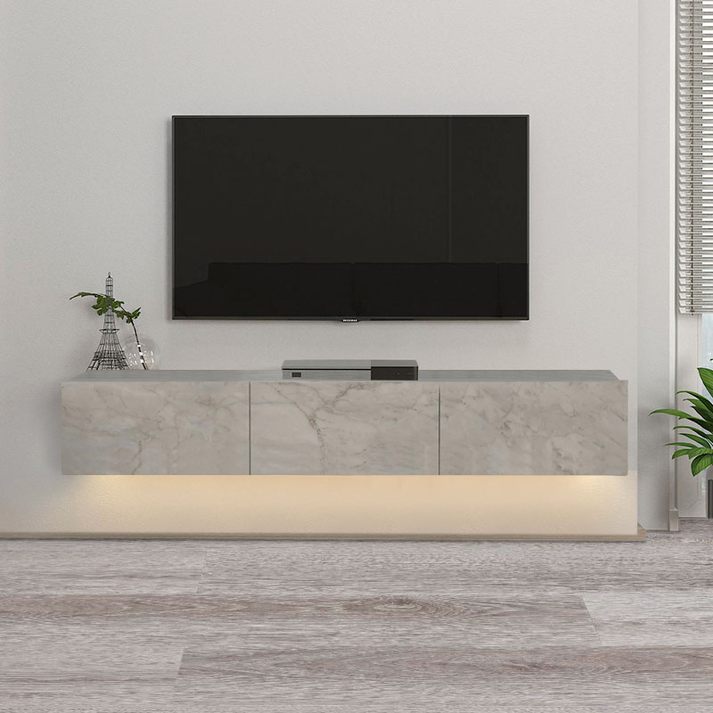 Έπιπλο τηλεόρασης επιτοίχιο Damla με LED χρώμα λευκό εφέ μαρμάρου 180x29,5x29,5εκ.