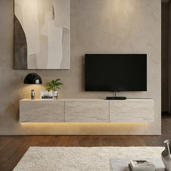 Έπιπλο τηλεόρασης επιτοίχιο Damla με LED χρώμα travertine 180x29,5x29,5εκ.