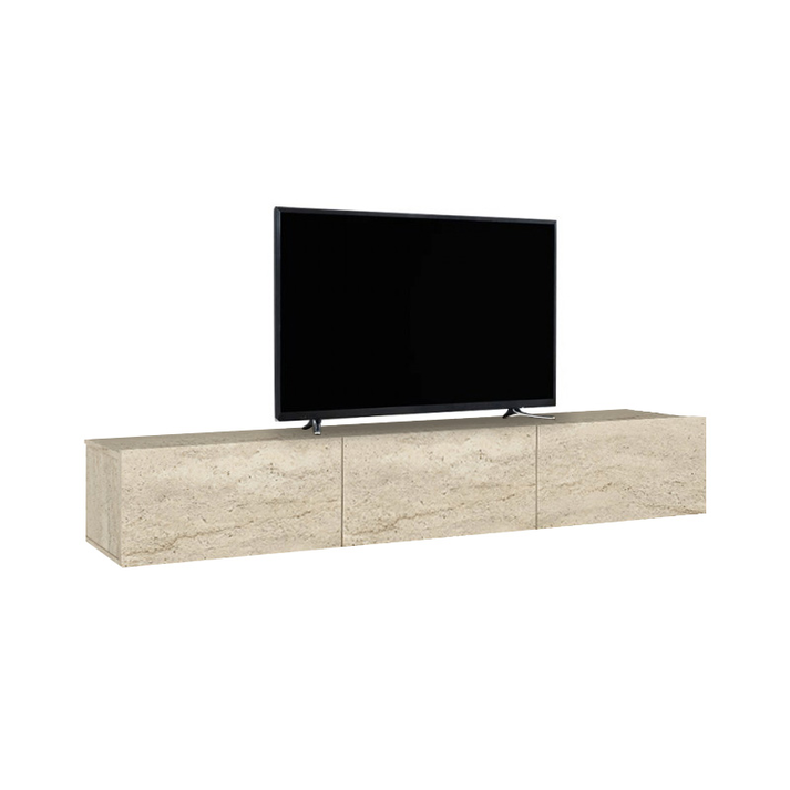Έπιπλο τηλεόρασης επιτοίχιο Damla με LED χρώμα travertine 180x29,5x29,5εκ.