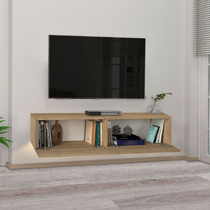 Έπιπλο τηλεόρασης επιτοίχιο Aristo με LED χρώμα sapphire oak 135x31,6x25εκ.