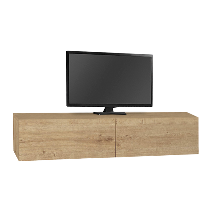 Έπιπλο τηλεόρασης επιτοίχιο Aristo με LED χρώμα sapphire oak 135x31,6x25εκ.