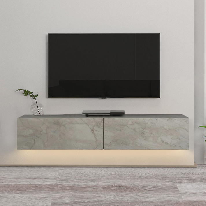 Έπιπλο τηλεόρασης επιτοίχιο Aristo με LED χρώμα λευκό εφέ μαρμάρου 135x31,6x25εκ.