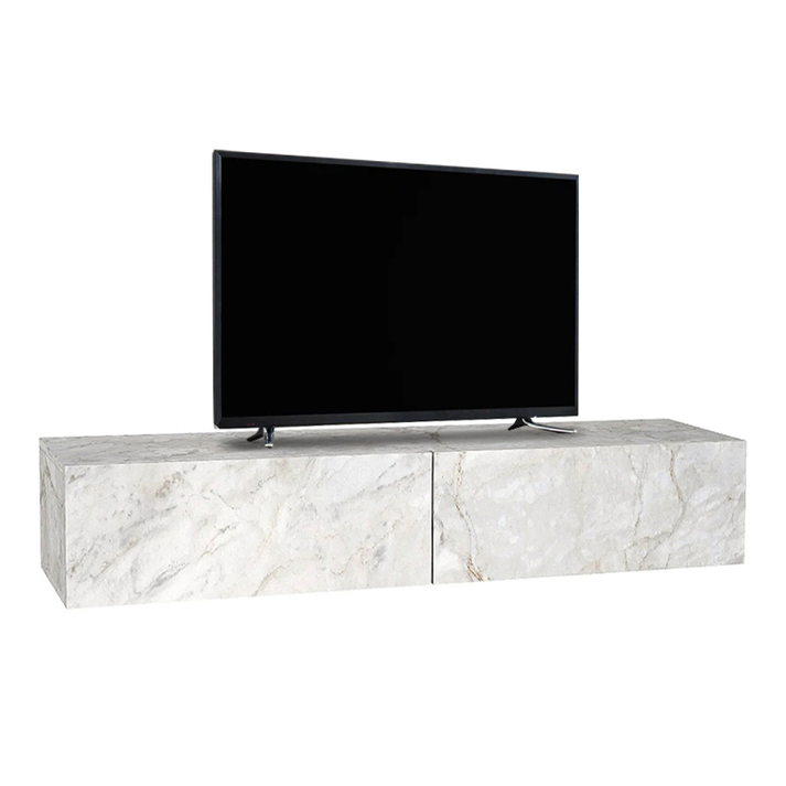 Έπιπλο τηλεόρασης επιτοίχιο Aristo με LED χρώμα λευκό εφέ μαρμάρου 135x31,6x25εκ.