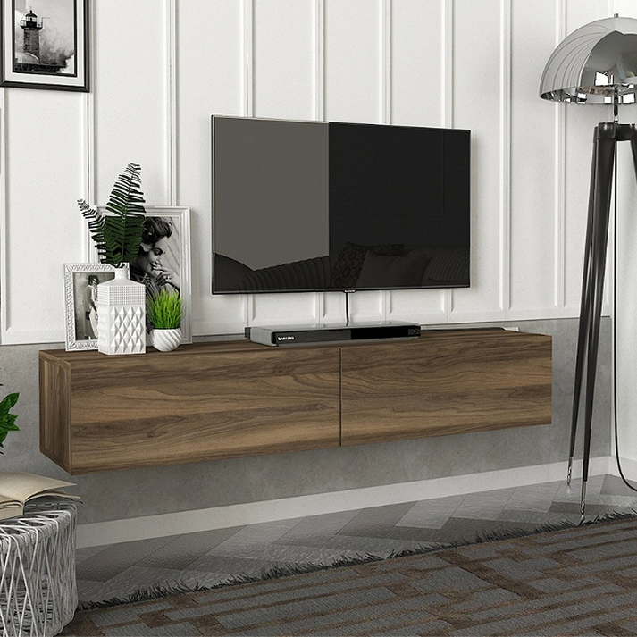 Έπιπλο τηλεόρασης επιτοίχιο Aristo με LED χρώμα καρυδί 135x31,6x25εκ.