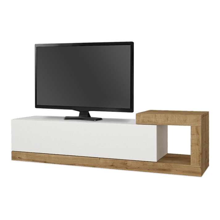 Έπιπλο τηλεόρασης επιτοίχιο Volare χρώμα λευκό - sapphire oak 150x29,6x38,6εκ.