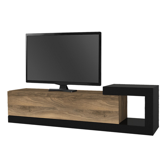 Έπιπλο τηλεόρασης επιτοίχιο Volare χρώμα καρυδί - μαύρο 150x29,6x38,6εκ.