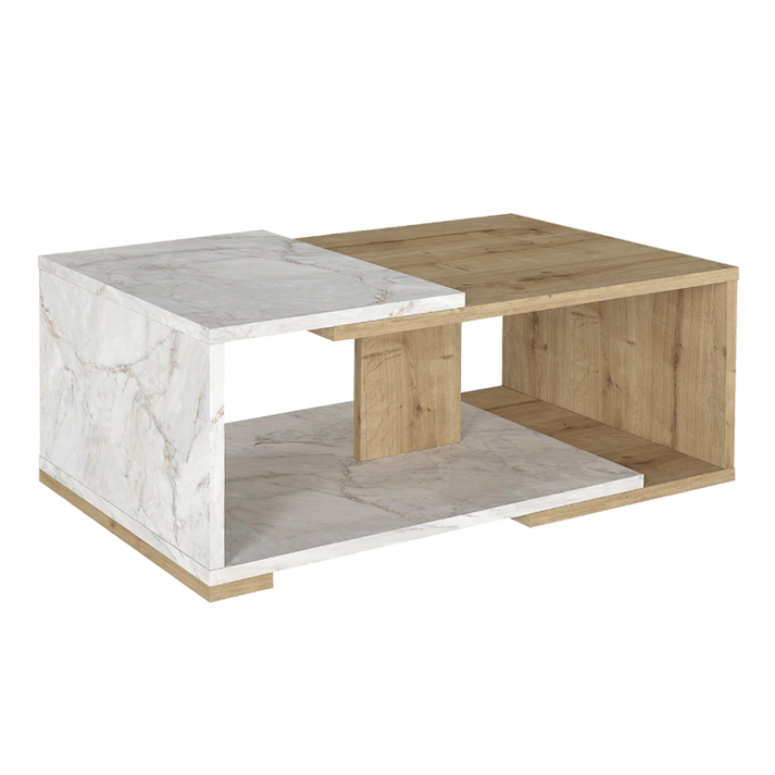 Τραπεζάκι σαλονιού Mareta χρώμα λευκό εφέ μαρμάρου - sapphire oak 81,8x50x35εκ.