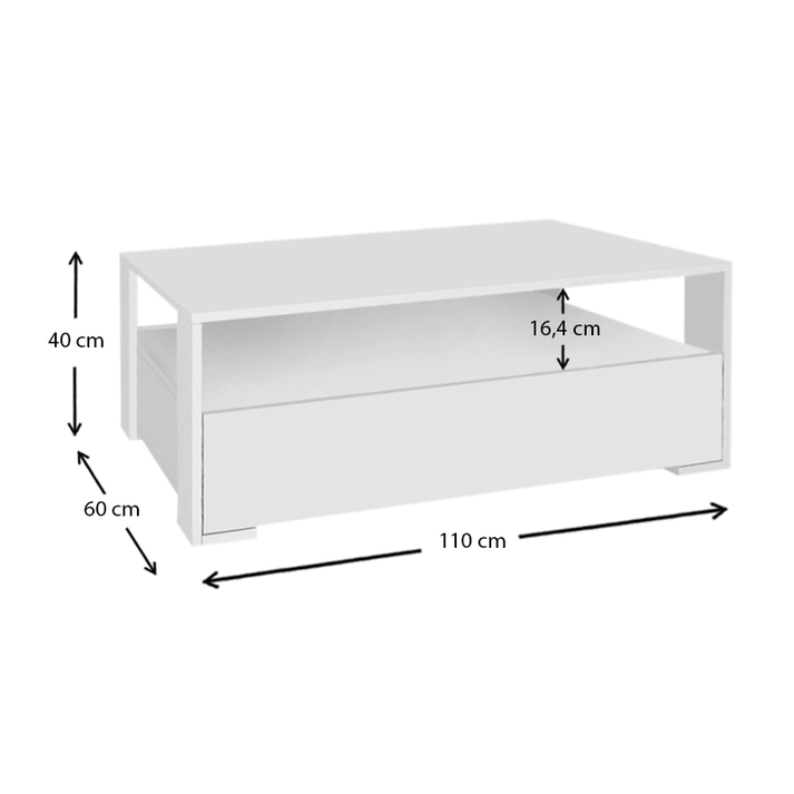 Τραπεζάκι σαλονιού Balina χρώμα λευκό 110x60x40εκ.