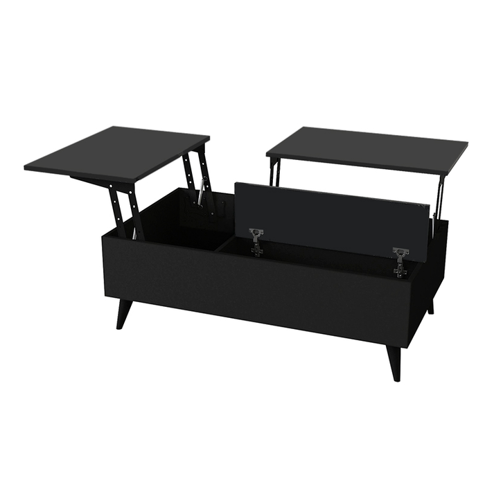 Τραπεζάκι σαλονιού Roy με σερβιτόρο χρώμα μαύρο 121x69x40εκ.