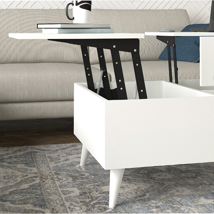 Τραπεζάκι σαλονιού Roy με σερβιτόρο χρώμα λευκό 121x69x40εκ.