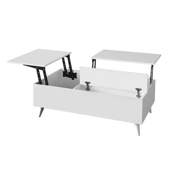 Τραπεζάκι σαλονιού Roy με σερβιτόρο χρώμα λευκό 121x69x40εκ.