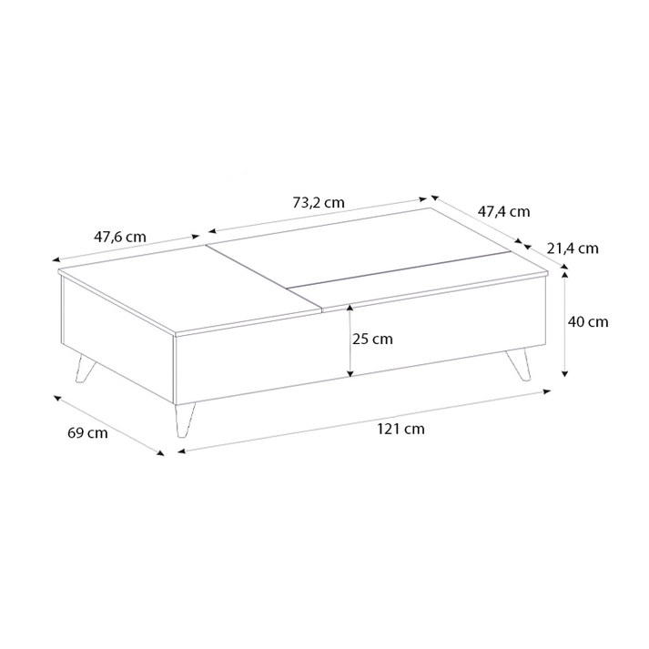 Τραπεζάκι σαλονιού Roy με σερβιτόρο χρώμα travertine 121x69x40εκ.
