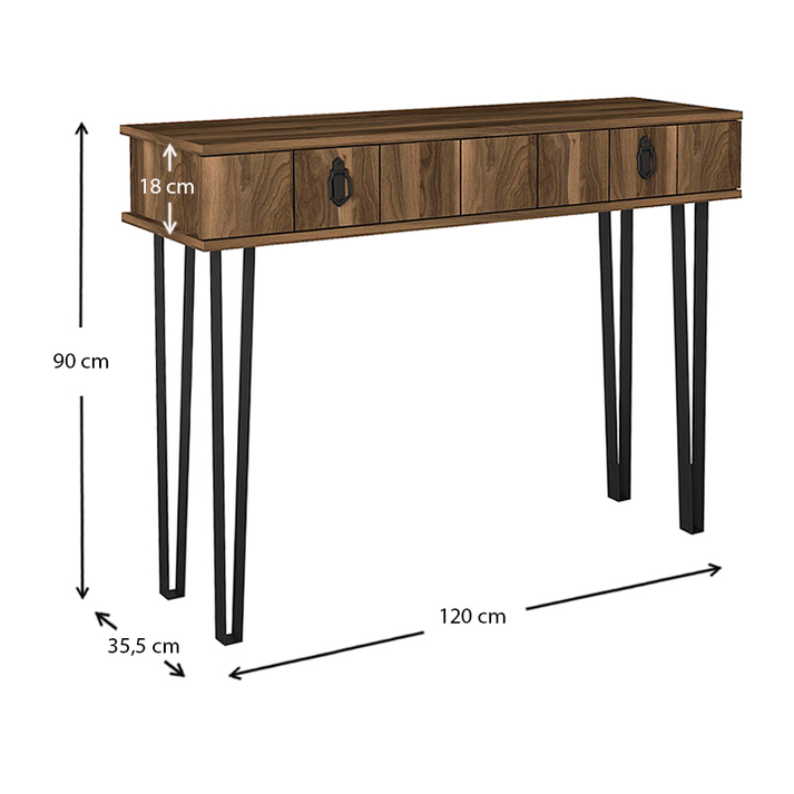Κονσόλα Helsinki χρώμα καρυδί 120x35,5x90εκ.