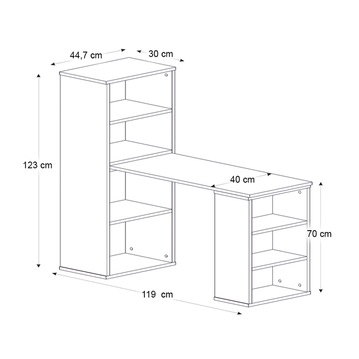 Γραφείο εργασίας πολυμορφικό Last χρώμα λευκό 119x44,7x123εκ.