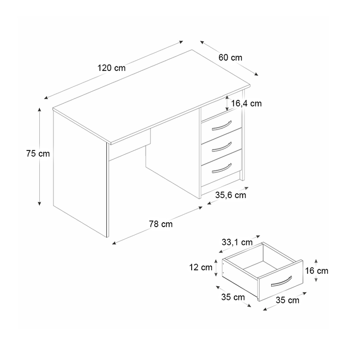 Γραφείο εργασίας Eldoris χρώμα sapphire oak 120x60x75εκ.