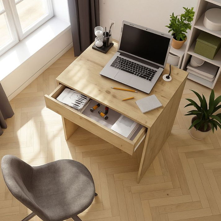 Γραφείο εργασίας Mida χρώμα sapphire oak 72x60x73,8εκ.