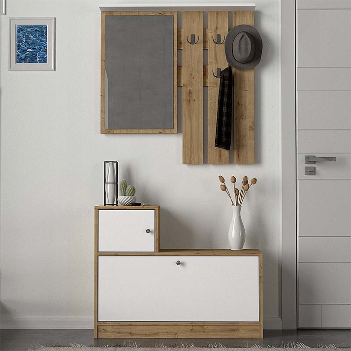 Έπιπλο εισόδου Galina χρώμα sapphire oak - λευκό 91,8x27x70εκ.