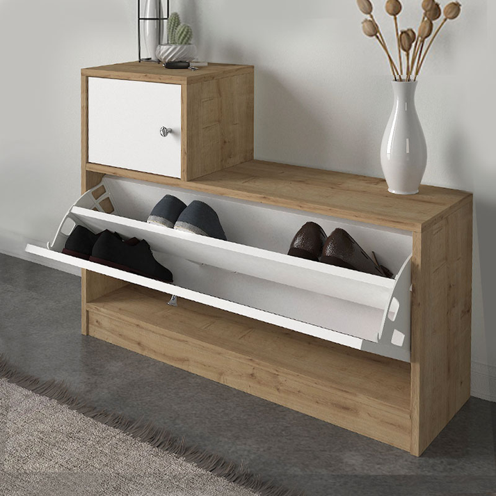 Έπιπλο εισόδου Galina χρώμα sapphire oak - λευκό 91,8x27x70εκ.