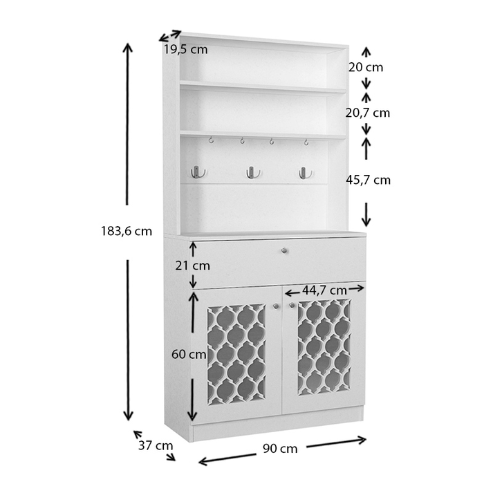 Έπιπλο κουζίνας Axel χρώμα λευκό 90x37x183,6εκ.