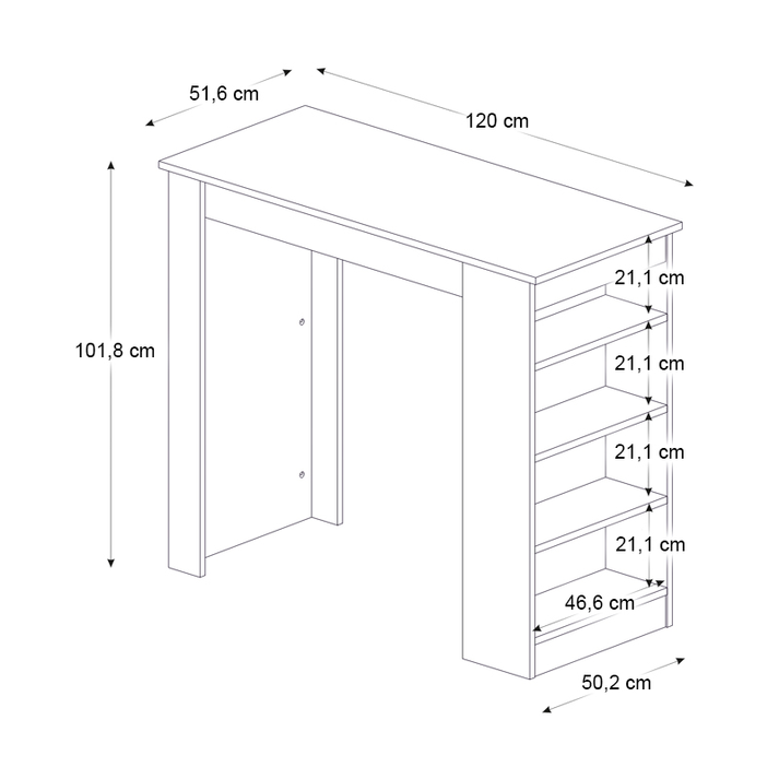 Τραπέζι μπαρ Monaco χρώμα καρυδί - μαύρο εφέ μαρμάρου 120x51,6x101,8εκ.
