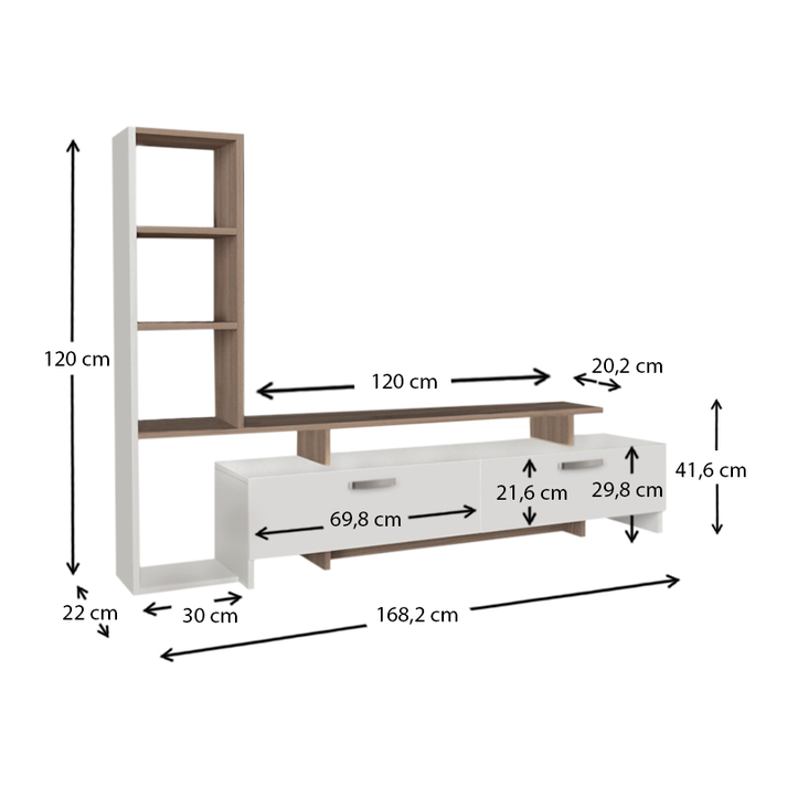 Σύνθεση τηλεόρασης Simal με LED χρώμα λευκό - cordoba 168,2x31,3x120εκ.