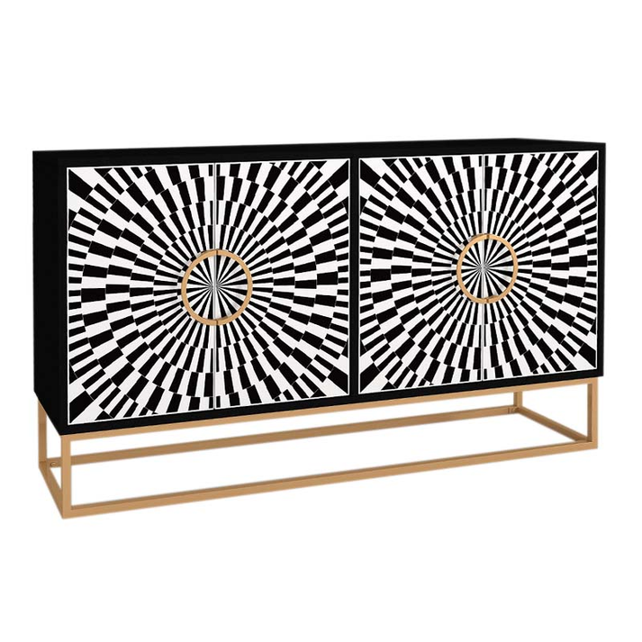 Μπουφές Gradel χρώμα μαύρο - ασπρόμαυρο 150x35x83,6εκ.
