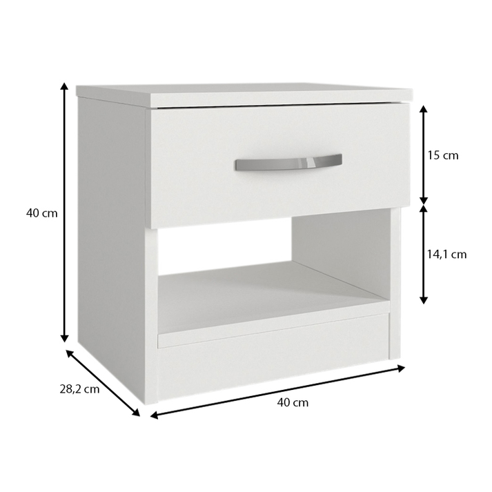 Κομοδίνο Lube χρώμα λευκό 40x28,2x40εκ.