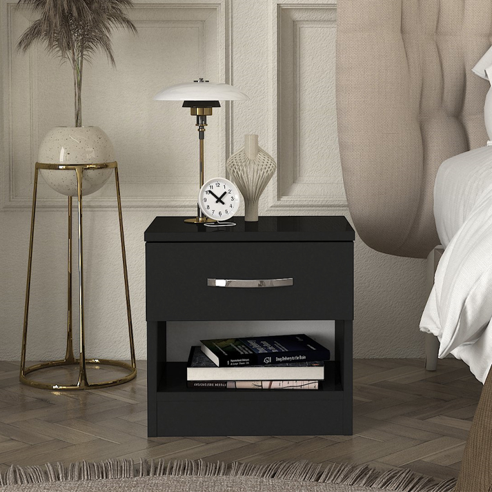 Κομοδίνο Lube χρώμα μαύρο 40x28,2x40εκ.